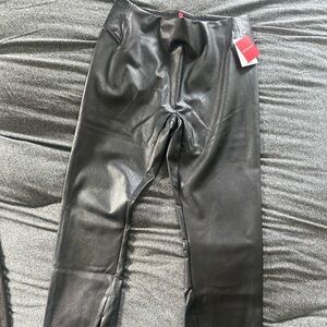 Spanx front slit faux leather pants never worn- has tags
